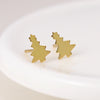 Clustdlysau Styd Arian | Gold Plated Sterling Silver Studs - Christmas Tree