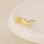 Clustdlysau Styd Arian | Gold Plated Sterling Silver Studs - Star