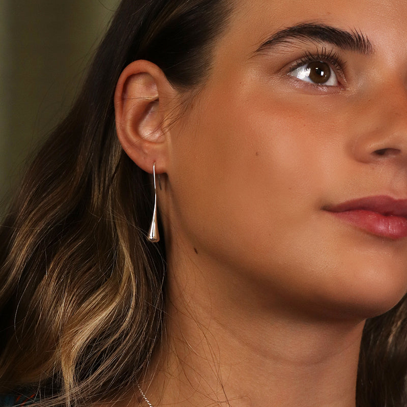 Clustdlysau Arian | Sterling Silver Earrings - Smooth Drop