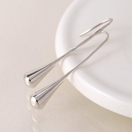 Clustdlysau Arian | Sterling Silver Earrings - Smooth Drop