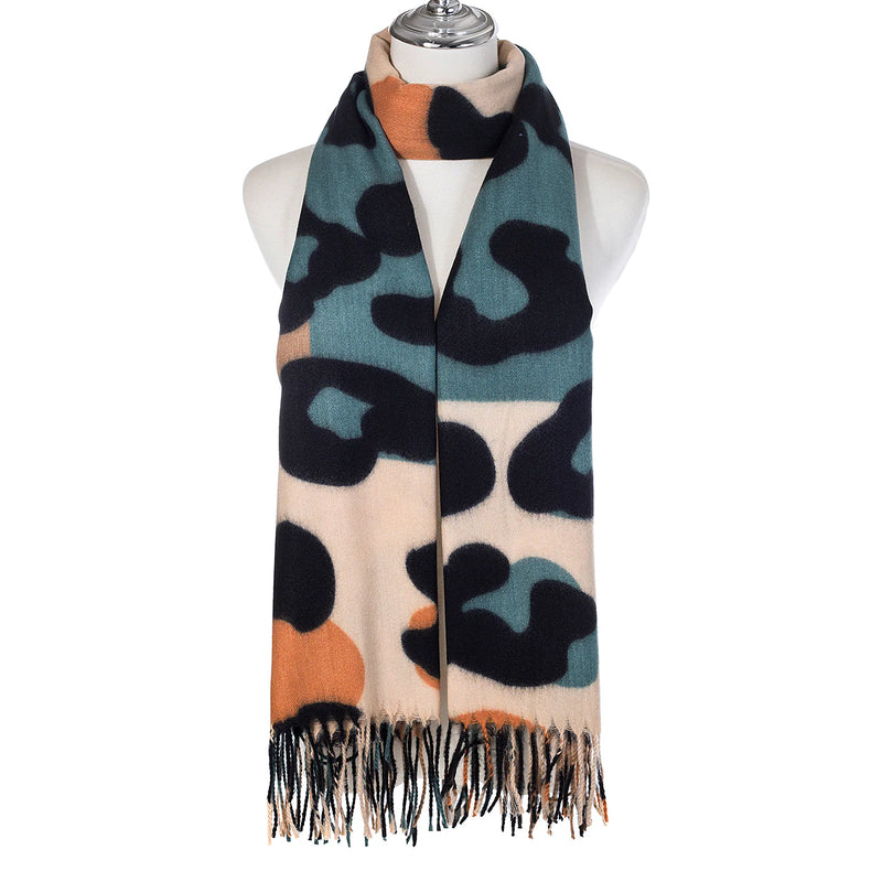 Sgarff Pwysau Canolig - Paen | Medium Weight Scarf - Animal Peacock