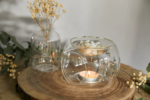 Llosgwr Olew Gwydr - Blodau Gwyllt | Glass Oil Burner - Wildflowers