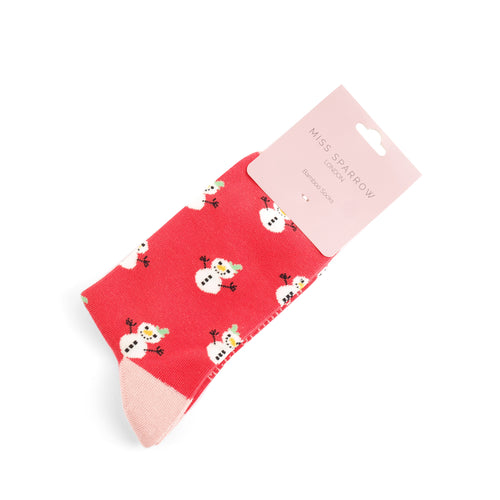 Sanau - Dynion Eira Bach | Miss Sparrow Socks - Little Snowmen