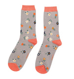 Sanau - Blodau Bychain | Miss Sparrow Socks - Tiny Flowers Silver