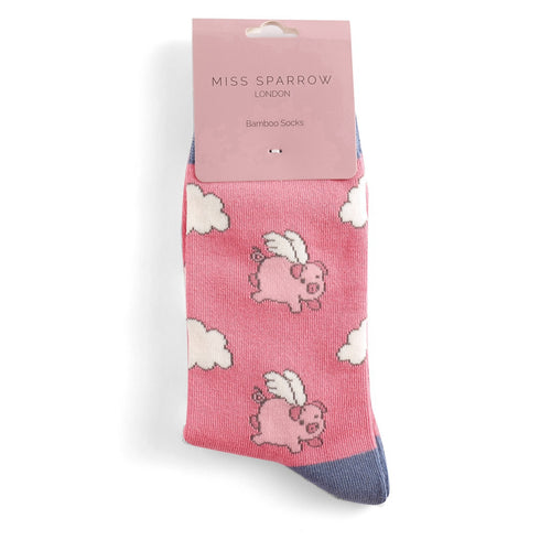 Sanau - Moch yn Hedfan | Miss Sparrow Socks - Flying Pigs