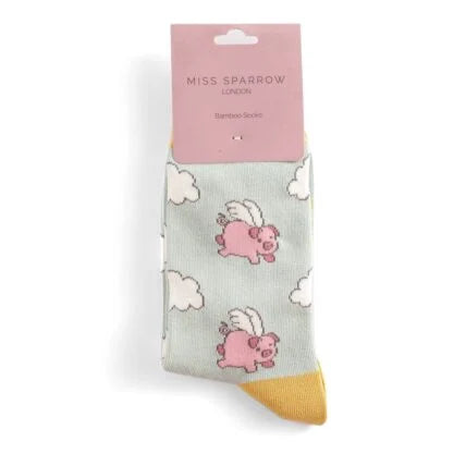 Sanau - Moch yn Hedfan | Miss Sparrow Socks - Flying Pigs Duck Egg