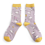 Sanau - Teulu Defaid | Miss Sparrow Socks - Sheep Family Lilac