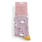 Sanau - Teulu Defaid | Miss Sparrow Socks - Sheep Family Lilac