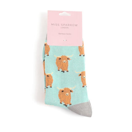 Sanau - Gwartheg | Miss Sparrow Socks - Highland Herd Duck Egg