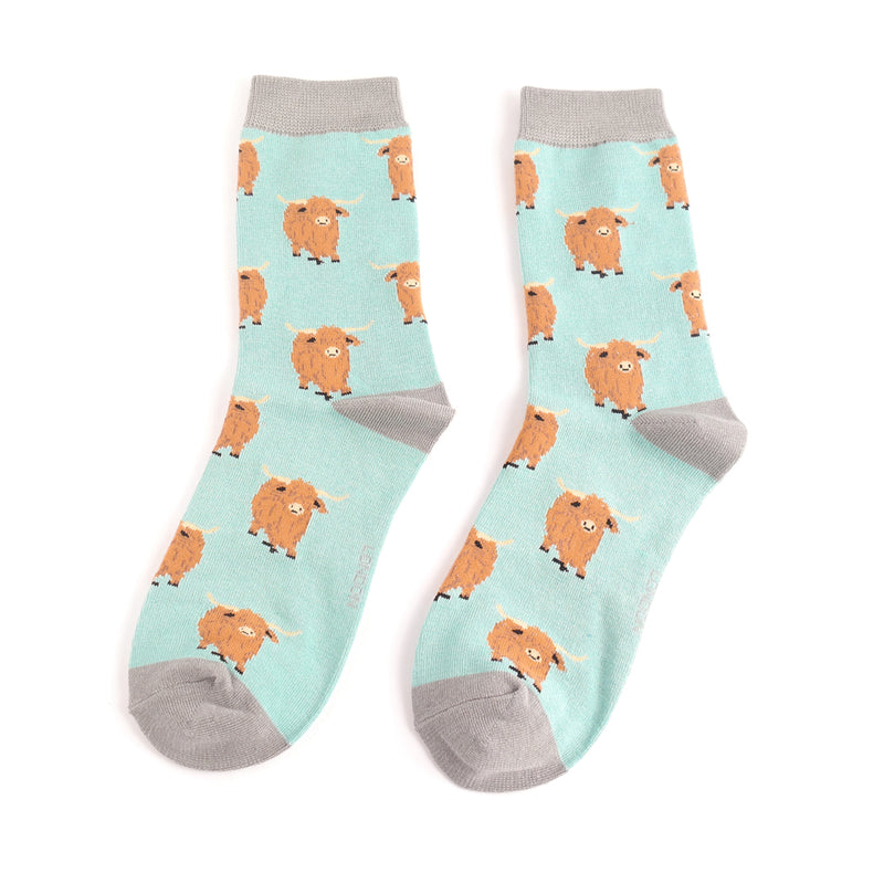 Sanau - Gwartheg | Miss Sparrow Socks - Highland Herd Duck Egg