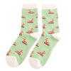 Sanau - Ci Sosej | Miss Sparrow Socks - Skiing Sausage Dog Mint