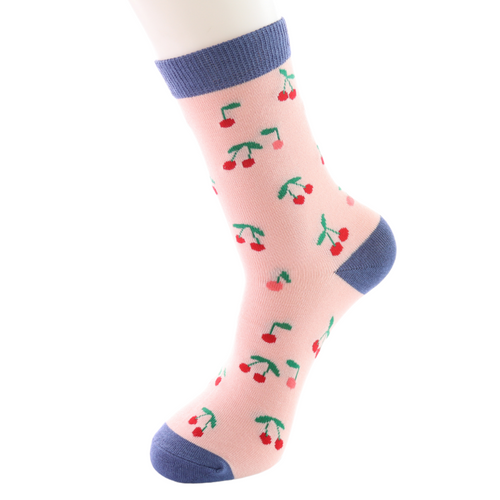 Sanau - Ceirios Bach | Miss Sparrow Socks - Mini Cherries Light Pink