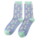 Sanau - Tiwlipau | Miss Sparrow Socks - Tulip Spots Denim