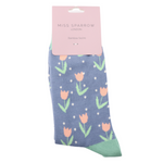 Sanau - Tiwlipau | Miss Sparrow Socks - Tulip Spots Denim