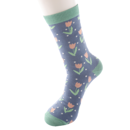 Sanau - Tiwlipau | Miss Sparrow Socks - Tulip Spots Denim