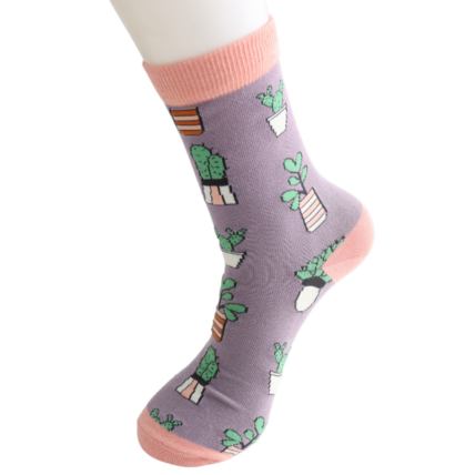 Sanau - Cactws | Miss Sparrow Socks - Small Succulents Lavender