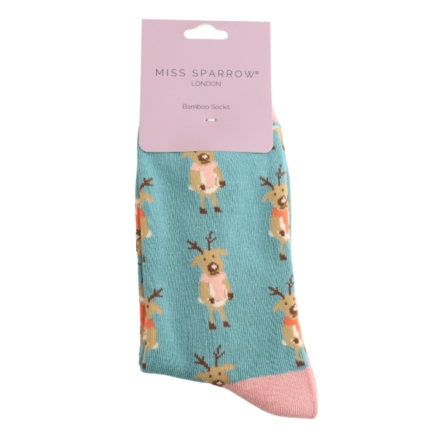 Sanau - Ceirw | Miss Sparrow Socks - Cozy Reindeer