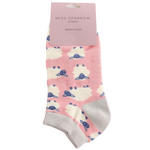Sanau Treinyrs - Defaid Hapus | Miss Sparrow Trainer Socks - Happy Sheep Dusky Pink