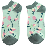 Sanau Treinyrs - Blodau Bach | Miss Sparrow Trainer Socks - Ditsy Flowers Mint