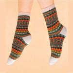 Sanau Powder Cynnes - Saets | Powder Knitted Fair Isle Socks - Sage