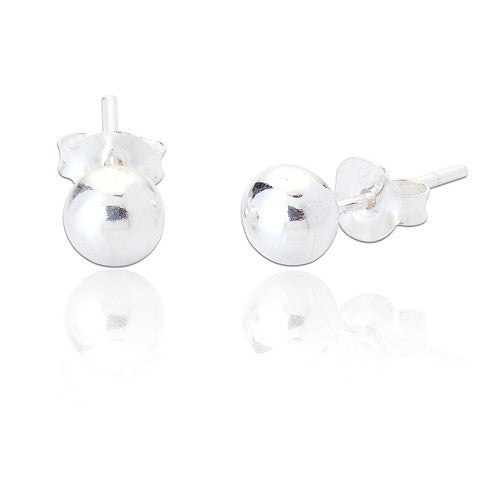 Clustdlysau Styd Arian | Sterling Silver Stud Earrings - 4mm Ball