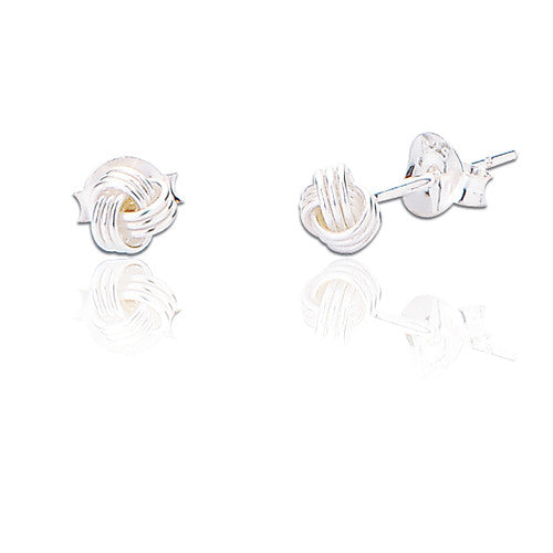 Clustdlysau Styd Arian | Sterling Silver Stud Earrings - Love Knot