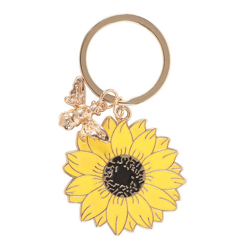 Modrwy Goriadau Blodyn Haul Enamel | Enamel Sunflower Keyring