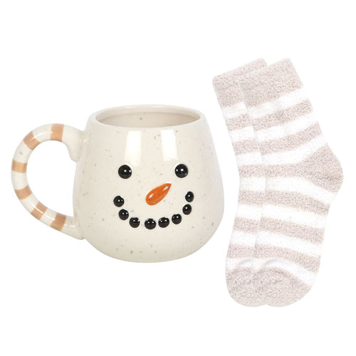 Set Mwg a Sanau Nadolig | Christmas Mug & Sock Set - Snowman