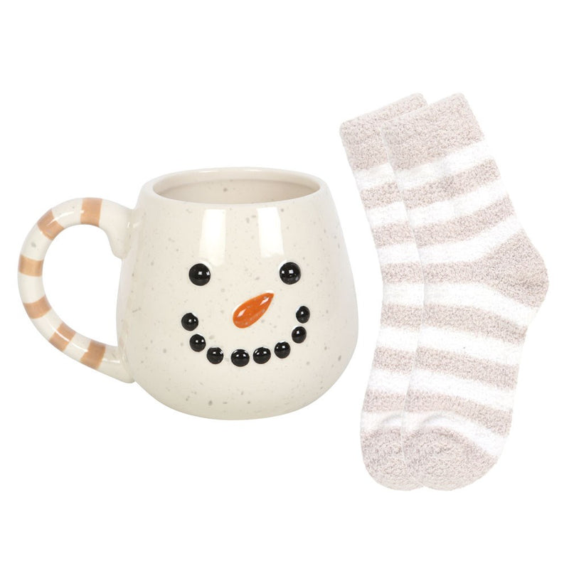 Set Mwg a Sanau Nadolig | Christmas Mug & Sock Set - Snowman
