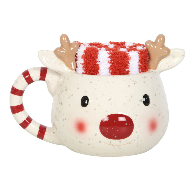 Set Mwg a Sanau Nadolig | Christmas Mug & Sock Set - Rudolph