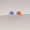 Clustdlysau Styd Helo - Arian | Hello Beautiful Flower Stud Earrings - Silver