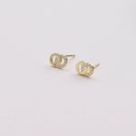Clustdlysau Styd Cwlwm - Cwlwm Cariad | Love Knot Stud Earrings - Gold
