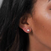 Clustdlysau Styd Blodau - Del | Flower Stud Earrings - Silver