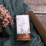 Clustdlysau Styd Blodau - Del | Flower Stud Earrings - Silver