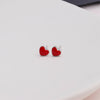 Clustdlysau Styd Calon Coch - Cariad Mawr | Red Heart Stud Earrings - Silver