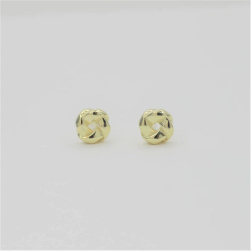 Clustdlysau Styd Cwlwm - Ffrind am Byth | Friendship Knot Stud Earrings - Gold