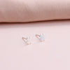 Clustdlysau Styd Meillion - Pob Lwc | Clover Stud Earrings - Silver