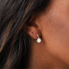 Clustdlysau Styd Blodau - Hapusrwydd | Flower Drop Stud Earrings - Silver
