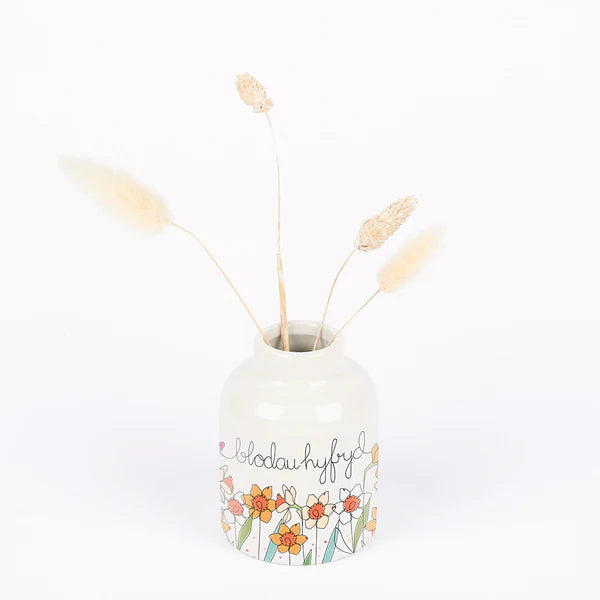 Ffiol Serameg - Blodau Hyfryd | Ceramic Vase - Lovely Flowers
