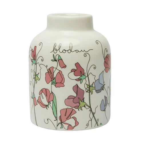 Ffiol Serameg - Blodau | Ceramic Vase - Sweet Peas