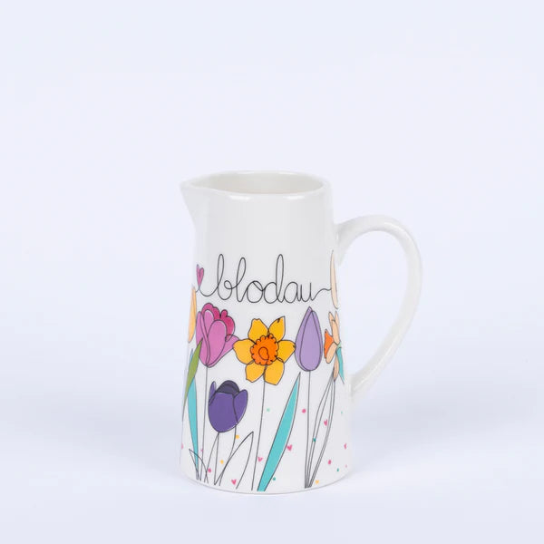Jwg Flodau Canolig - Cennin Pedr a Thiwlipau | Medium Flower Jug - Daffodils & Tulips