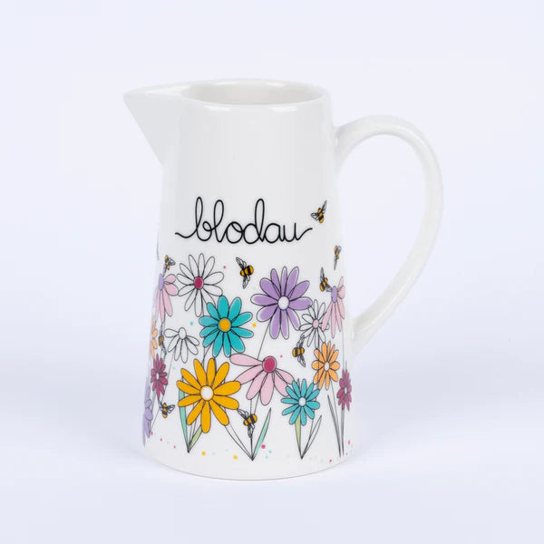 Jwg Flodau Fawr - Blodau a Gwenyn | Large Flower Jug - Flowers & Bees