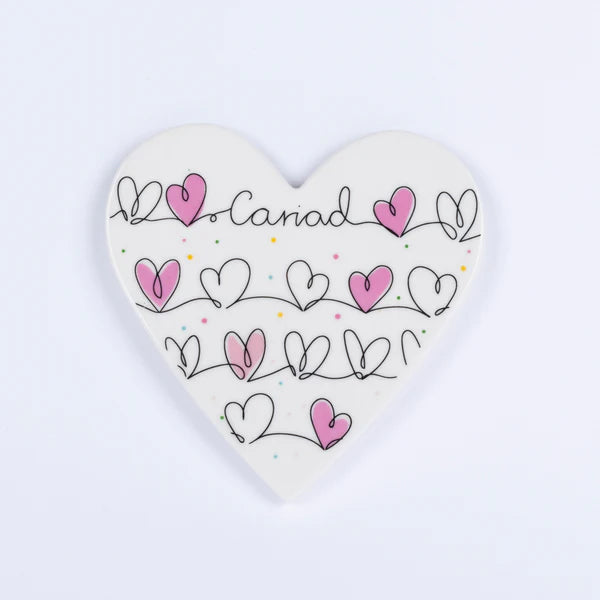 Mat Diod Serameg - Cariad | Porcelain Coaster - Love