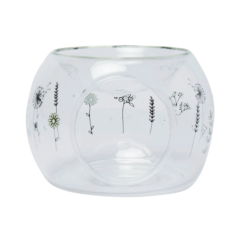 Llosgwr Olew Gwydr - Blodau Gwyllt | Glass Oil Burner - Wildflowers