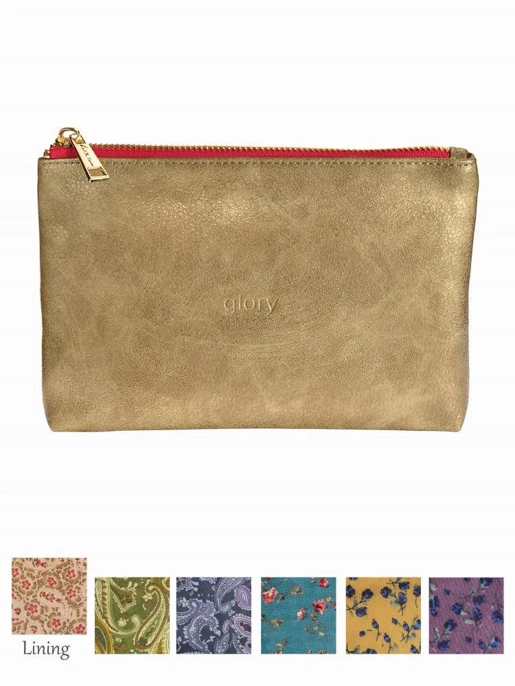 Bag Colur Aur ac Aeron  | Faux Leather Pouch "Glory" - Gold & Berry