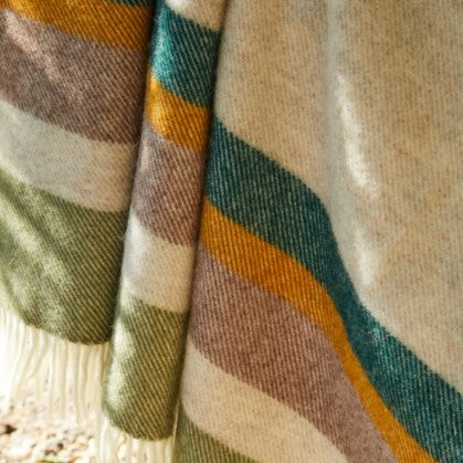 Carthen Wlân Cymreig - Streip Daearol | Welsh Wool Blanket - Alaska Earth Stripe