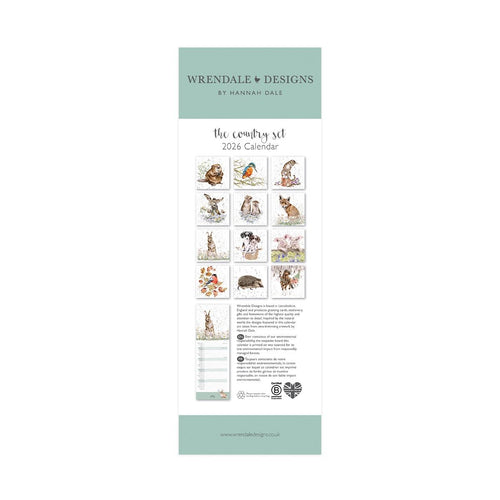Calender 2026 | Wrendale 2026 Slim Calendar - The Country Set