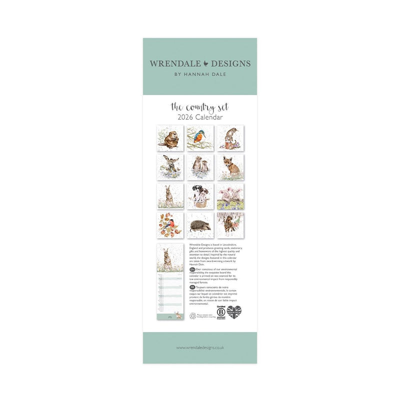 Calender 2026 | Wrendale 2026 Slim Calendar - The Country Set