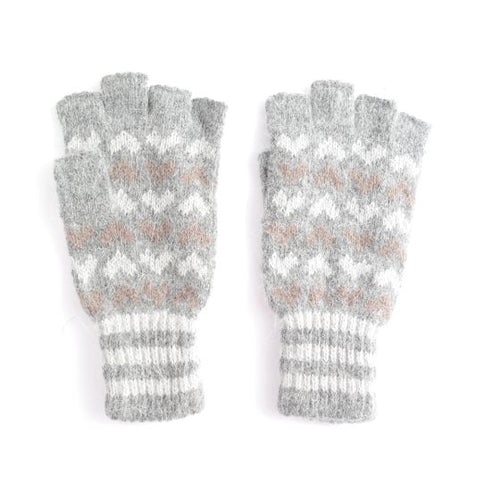 Menig Di-Fysedd Elowyn - Llwyd | Elowyn Fingerless Gloves - Grey