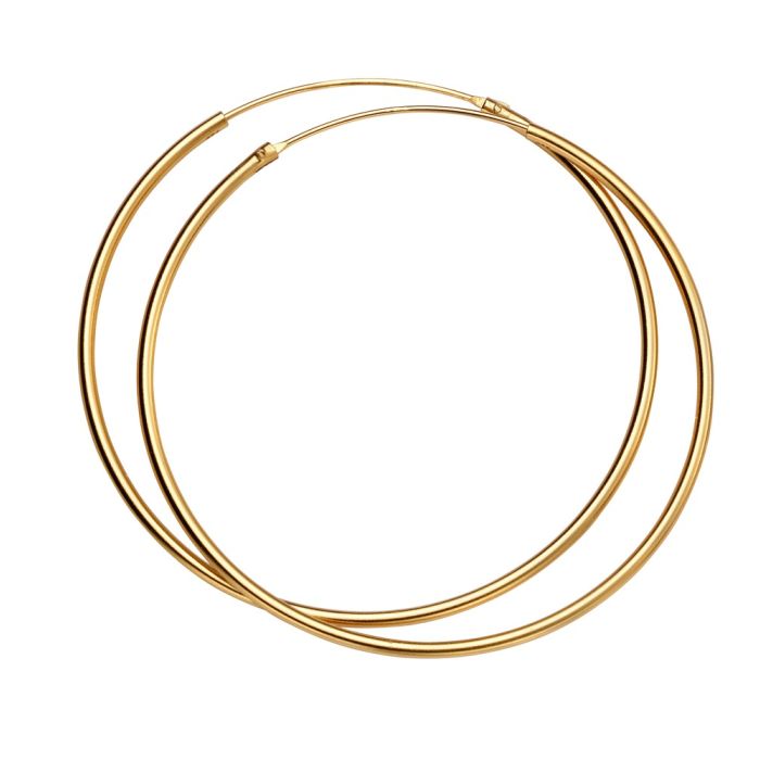 Clustdlysau Aur | Gold Plated Silver Earrings - 50mm  Hoops